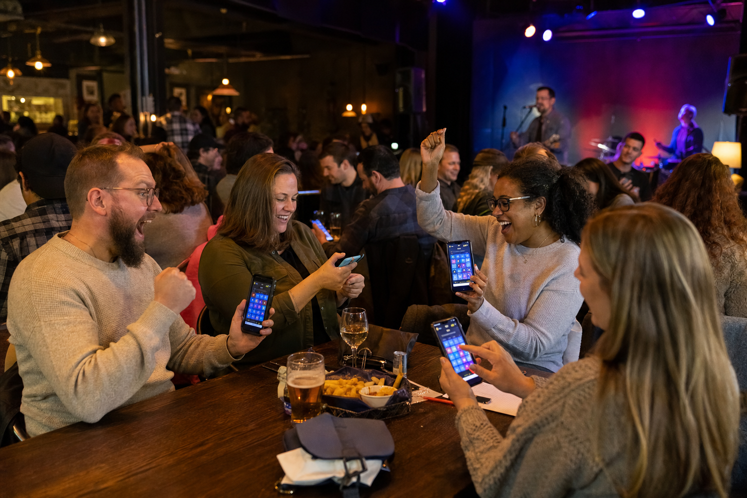 A group of people enjoying Beatbox Bingo at a lively event